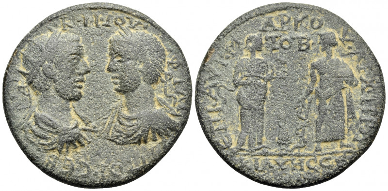 PHRYGIA. Cidyessus. Philip I, with Philip II, 244-249. (Bronze, 35 mm, 18.12 g, ...