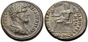 PHRYGIA. Stectorium. Lucius Verus, 161-169. Tetrassarion (Bronze, 30 mm, 17.22 g, 5 h), struck under the magistrate Fl. Likinnianos, c. 161-162. •ΑYΤ•...