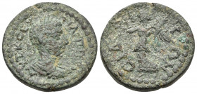 PAMPHYLIA. Side. Philip II, 247/9. Assarion (Bronze, 19 mm, 4.78 g, 1 h). ΑΥΤ Κ CEΥ ΦΙΛΙΠΠ[ΟΝ] Laureate, draped and cuirassed bust of Philip II to rig...