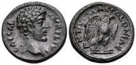 PISIDIA. Antiochia. Marcus Aurelius, as Caesar, 139-161. (Bronze, 18 mm, 3.48 g, 6 h), struck under Antoninus pius. AVRELIVS CAESAR Bare head of Marcu...