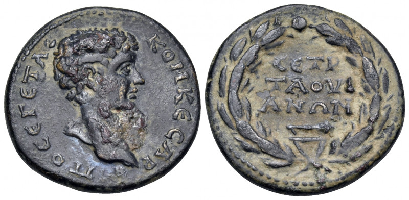 GALATIA. Tavium. Geta, As Caesar, 198-209. (Bronze, 21 mm, 5.31 g, 1 h). ΠΟ CΕ Γ...