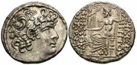 SYRIA, Seleucis and Pieria. Antioch. temp. Sextus Julius Caesar, 47-46 BC. Tetradrachm (Silver, 26 mm, 15.59 g, 12 h), in the name and types of the Se...