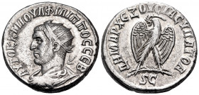 SYRIA, Seleucis and Pieria. Antioch. Philip I, 244-249. Tetradrachm (Silver, 25 mm, 12.84 g, 6 h), 245. AYTOK K M IOYΛ ΦIΛIΠΠOC CEB Radiate, draped an...