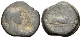 EGYPT. Alexandria. Hadrian, 117-138. Dichalkon (Bronze, 18 mm, 3.81 g, 12 h), regnal year Δ = 4 = 119/120 . ΑΥΤ ΚΑΙ ΤΡΑΙ - ΑΔΡΙΑ CEΒ Laureate and drap...