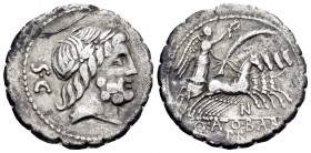 Q. Antonius Balbus, 83-82 BC. Denarius (Silver, 18 mm, 3.71 g, 6 h), Rome. Laureate head of Jupiter to right; behind neck, S · C. Rev. Q · (ANT)O · B(...