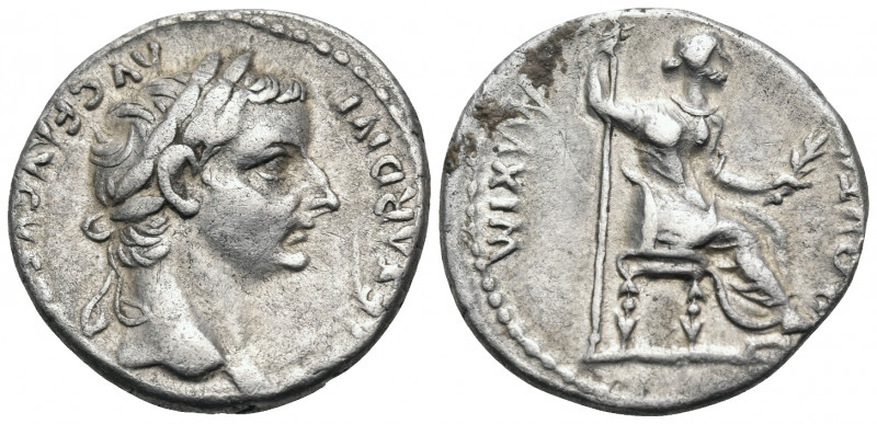 Tiberius, 14-37. Denarius (Silver, 17 mm, 3.79 g, 8 h), "Tribute Penny" type, Lu...