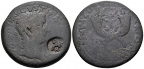 Tiberius, AD 14-37. Dupondius (Bronze, 29 mm, 14.04 g, 12 h), uncertain mint in Commagene, 19-20. TI CAESAR DIVI AVGVSTI F AVGVSTVS Laureate head of T...