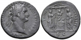 Domitian, 81-96. As (Copper, 28 mm, 11.73 g, 7 h), Rome, 88. IMP CAES DOMIT AVG GERM P M TR P VIII CENS PER P P Laureate head of Domitian to right. Re...