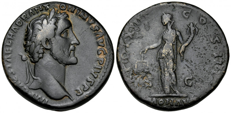 Antoninus Pius, 138-161. Sestertius (Orichalcum, 31 mm, 25.33 g, 6 h), Rome, 141...