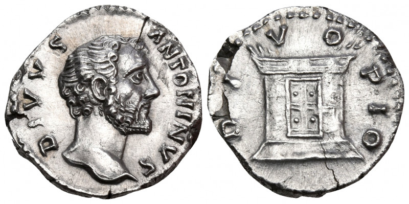 Divus Antoninus Pius, died 161. Denarius (Silver, 17 mm, 2.97 g, 6 h), struck un...