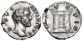 Divus Antoninus Pius, died 161. Denarius (Silver, 17 mm, 2.97 g, 6 h), struck under Marcus Aurelius and Lucius Verus, Rome, 161. DIVVS ANTONINVS Bare ...
