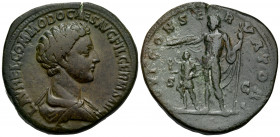 Commodus, as Caesar, 166-177. Sestertius (Orichalcum, 31.5 mm, 25.59 g, 11 h), struck under his father, Marcus Aurelius, Rome, 175-176. L AVREL COMMOD...
