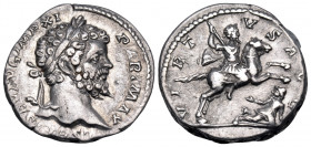 Septimius Severus, 193-211. Denarius (Silver, 17 mm, 3.49 g, 12 h), Rome, 198-202. L SEPT SEV AVG IMP XI PART MAX Laureate head of Septimius Severus t...