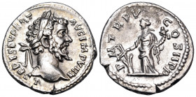 Septimius Severus, AD 193-211. Denarius (Silver, 19 mm, 3.22 g, 12 h), Laodicea, 197. L SEPT SEV PERT AVG IMP VIIII Laureate head of Septimius Severus...