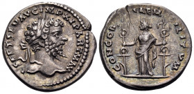 Septimius Severus, 193-211. Denarius (Silver, 19 mm, 3.88 g, 10 h), Rome, c. . L SEPT SEV AVG IMP XI PART MAX Laureate head of Septimius Severus to ri...