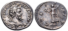 Septimius Severus, 193-211. Denarius (Silver, 19.5 mm, 3.22 g, 12 h), Laodicea, 202. L SEPT SEV AVG IMP XI PART MAX Laureate head of Septimius Severus...