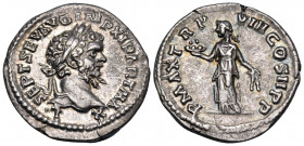 Septimius Severus, AD 193-211. Denarius (Silver, 20 mm, 2.79 g, 6 h), Laodicea, 200. L SEPT SEV AVG IMP XI PART MAX Laureate head of Septimius Severus...
