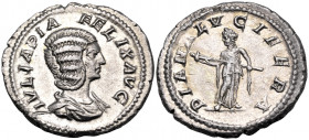 Julia Domna, Augusta, 193-217. Denarius (Silver, 20 mm, 2.82 g, 6 h), struck under Caracalla, Rome, 211-215. IVLIA PIA FELIX AVG Draped bust of Julia ...