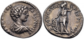 Caracalla Caesar, 196-198. Denarius (Silver, 18 mm, 3.64 g, 10 h), struck under Septimius Severus, Laodicea ad Mare, 197-198. M AVR ANTON CAES PONTIF ...