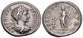 Caracalla, 198-217. Denarius (Silver, 19 mm, 3.49 g, 12 h), Rome, 199-200. ANTONINVS AVGVSTVS Laureate, draped and cuirassed bust of Caracalla to righ...