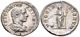 Geta, as Caesar, 198-209. Denarius (Silver, 19.5 mm, 3.41 g, 6 h), Rome, 203-209. P SEPTIMIVS GETA CAES Bare-headed and draped bust of Geta to right. ...