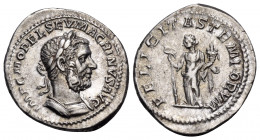 Macrinus, 217-218. Denarius (Silver, 21.5 mm, 3.90 g, 6 h), 2nd emission, Rome, March - June 218. IMP C M OPEL SEV MACRINVS AVG Laureate and cuirassed...