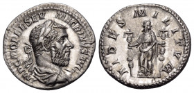 Macrinus, 217-218. Denarius (Silver, 19 mm, 3.10 g, 1 h), Rome, 217. IMP C M OPEL SEV MACRINVS AVG Laureate, draped and cuirassed bust of Macrinus to ...