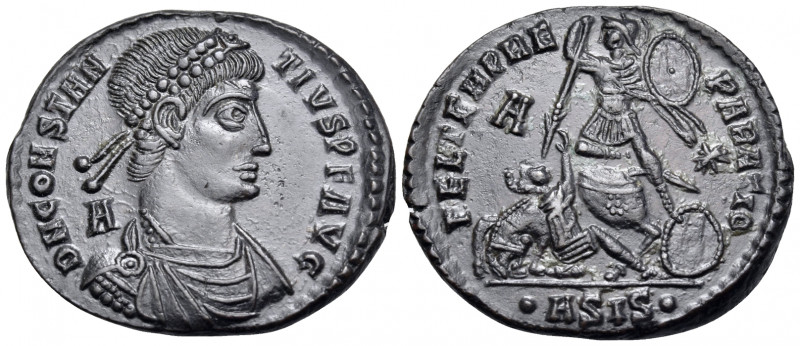 Constantius II, 337-361. Centenionalis (Bronze, 25 mm, 6.47 g, 12 h), Siscia, A ...