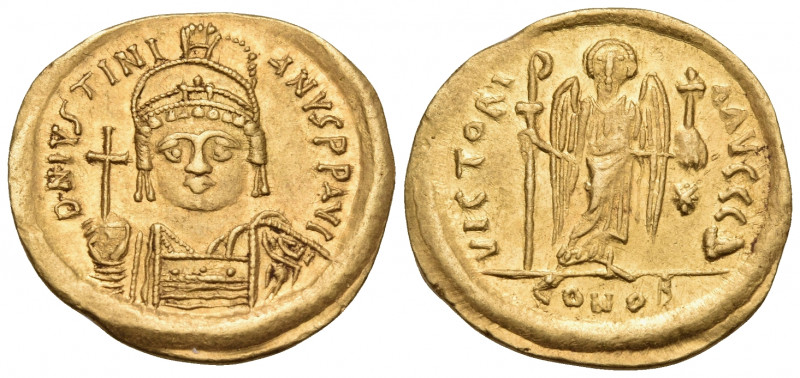 Justinian I, 527-565. Solidus (Gold, 20 mm, 4.50 g, 6 h), Constantinople, Δ = 4t...