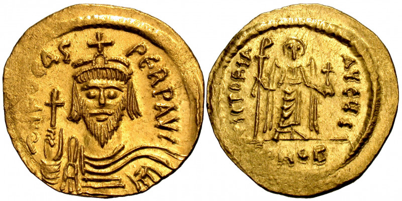 Phocas, 602-610. Solidus (Gold, 21 mm, 4.40 g, 7 h), Constantinople, I = 10th of...