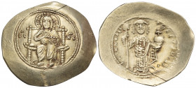 Nicephorus III Botaniates, 1078-1081. Histamenon (Electrum, 23 mm, 4.37 g, 6 h), Constantinople. IC-XC Christ Pantokrator seated facing on throne with...