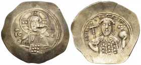 Nicephorus III Botaniates, 1078-1081. Histamenon (Electrum, 29 mm, 4.35 g, 6 h), Constantinople. IC - XC Bust of Christ Pantokrator facing, raising ri...