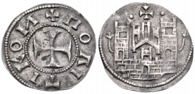 John V Palaeologus, 1341-1391. Tornese (Billon, 17 mm, 0.91 g, 12 h), an example of the anonymous "Politikon" coinage, Constantinople, c. 1320-1350. +...
