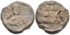 BYZANTINE SEALS. Konstantine, Circa 10th-11th century. Seal or Bulla (Lead, 18 mm, 4.78 g, 12 h). O /Δ/H-M/H/T' Nimbate facing bust of Saint Demetrios...