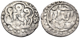 BULGARIA, Golden Horde. Khan Chaka. 1296-1300. Dirham (Silver, 17 mm, 1.27 g, 11 h), Tarnovo, 1299-1300. Singatullina, tamgha within hexafoil; around ...