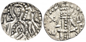 BULGARIA. Second Empire. Ivan Sisman, 1371–1395. Half Groš (Silver, 15 mm, 0.52 g, 6 h), Tarnovo. M - Θ Half-length facing bust of the Theotokos, oran...