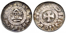 GERMANY. Magdeburg (Erzbistum). (Silver, 17 mm, 1.10 g), Anonymous Hochrandpfennig, first half 11th century AD. Crude legend around stylized church. R...