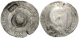 RUSSIA. Alexei Michailowitsch(1645-1676). (Silver, 43.5 mm, 28.59 g, 6 h), Jefimok Rouble 1655 overstruck on a 1649 Daalder of Zeeland. MO°ARG° PRO°CO...