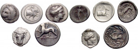 GREEK. 5th-3rd centuries BC. (Silver, 17.29 g). A lot of Five (5) silver issues from Greece. Includes hemidrachms from Oitaioi and Pharkadon in Thessa...