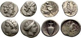 GREEK. 4th century BC. (Silver, 10.71 g). A lot of Four (4) hemidrachms and tetrobols from Central Greece. Includes Lamia in Thessaly, Chalkis in Eubo...