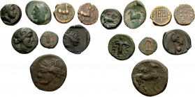 GREEK. 4th-2nd centuries BC. (Bronze, 45.37 g). A lot of Eight (8) bronze coins from a variety of mints. Includes Maroneia in Thrace (2), Philip II of...