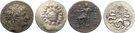 GREEK. 2nd cemtury BC. (Silver, 28.41 g). A lot of Two (2) tetradrachms. Includes a cistophoric tetradrachm of Pergamon, and a Seleukid tetradrachm of...