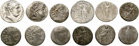 GREEK & ROMAN PROVINCIAL. (Silver, 90.59 g). A lot of Six (6) Seleukid and Antiochene tetradrachms. Includes Antiochos VII, Antiochos VIII, Aulus Gabi...