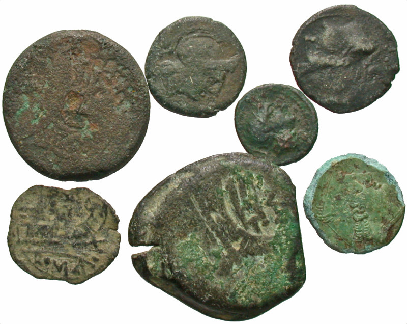 ROMAN REPUBLICAN. 3rd-1st century BC. (Bronze, 74.56 g). A lot of Seven (7) anon...