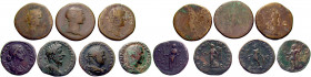 ROMAN IMPERIAL. 1st-3rd centuries AD. (Bronze, 157.40 g). A lot of Seven (7) sestertii. Includes Nerva, Trajan, Hadrian, Marcus Aurelius, Faustina Jun...