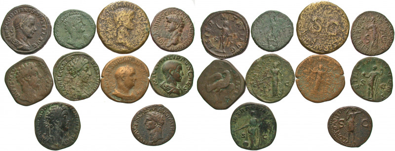 ROMAN IMPERIAL. 1st-3rd century AD. (Bronze, 191.61 g). A lot of Ten (10) bronze...