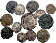 ROMAN IMPERIAL. 3rd-4th century AD. (Mixed metals, 35.54 g). A lot of thirteen (13) silver and bronze coins from the period of the First Tetrarchy to ...