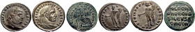 ROMAN IMPERIAL & BYZANTINE. 3rd-9th centuries AD. (Bronze, 26.91 g). A lot of Three (3) bronze folles. Includes issues of Galerius and Constantine I a...