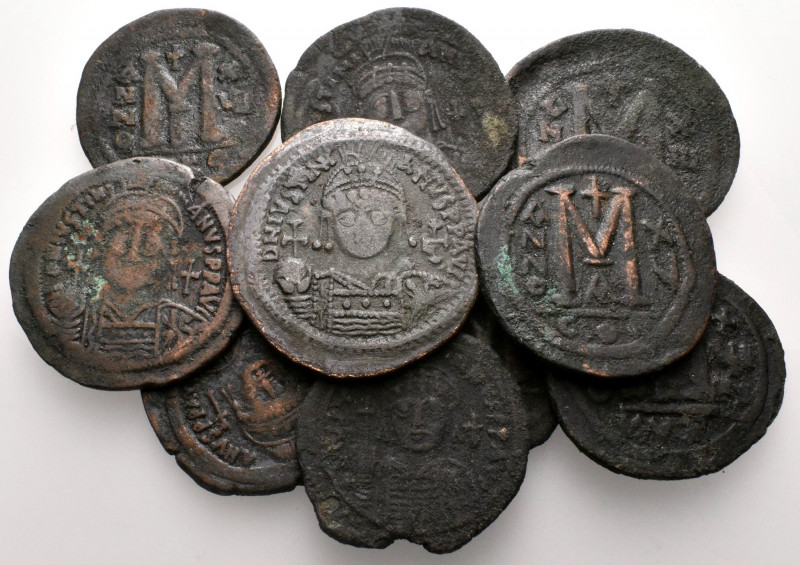 BYZANTINE. Justinian I, 527-565. (Bronze, 207.00 g). An interesting lot of 10 Br...