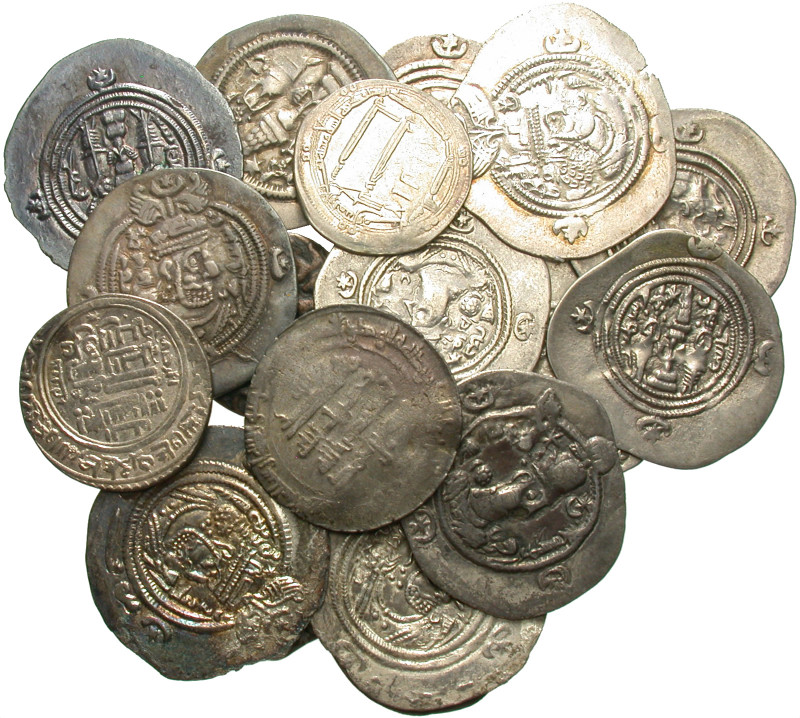 SASANIAN & ISLAMIC. 5th-11th century. (Silver, 75.57 g). A lot of Nineteen (19) ...